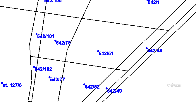 Parcela st. 542/51 v KÚ Plchov, Katastrální mapa