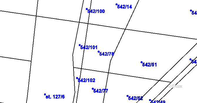 Parcela st. 542/78 v KÚ Plchov, Katastrální mapa