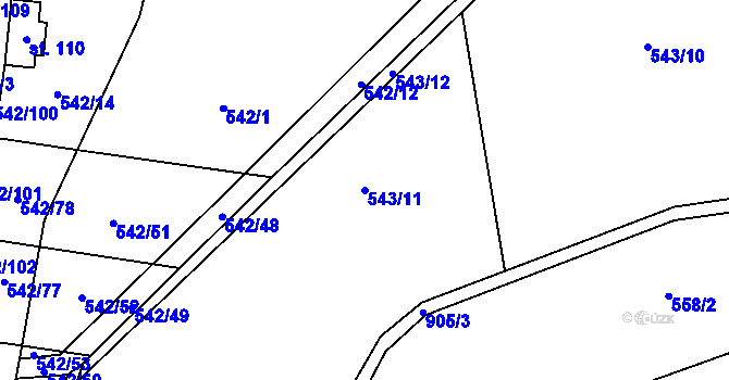 Parcela st. 543/11 v KÚ Plchov, Katastrální mapa