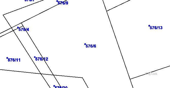 Parcela st. 576/6 v KÚ Plchov, Katastrální mapa