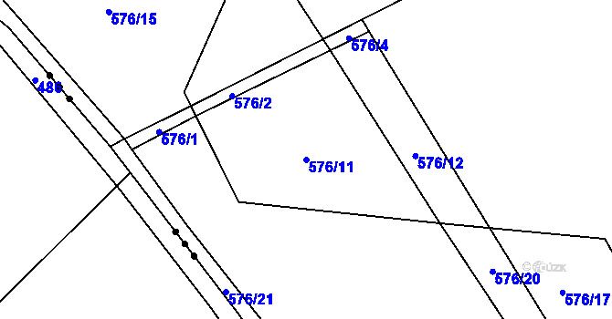 Parcela st. 576/11 v KÚ Plchov, Katastrální mapa