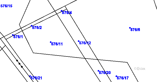 Parcela st. 576/12 v KÚ Plchov, Katastrální mapa