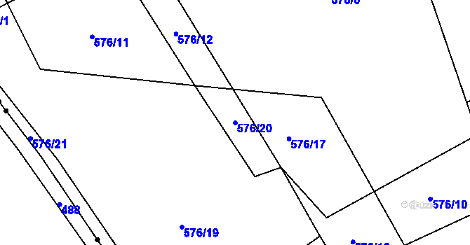 Parcela st. 576/20 v KÚ Plchov, Katastrální mapa