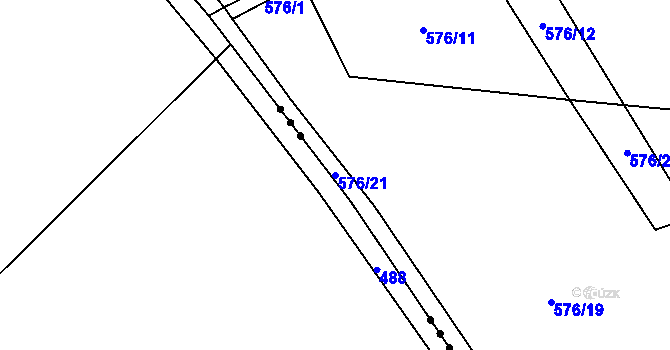Parcela st. 576/21 v KÚ Plchov, Katastrální mapa