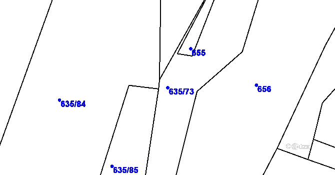 Parcela st. 635/73 v KÚ Plchov, Katastrální mapa