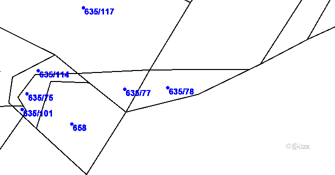 Parcela st. 635/78 v KÚ Plchov, Katastrální mapa