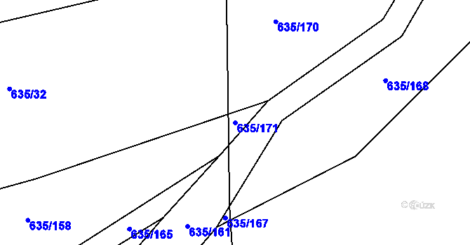 Parcela st. 635/171 v KÚ Plchov, Katastrální mapa