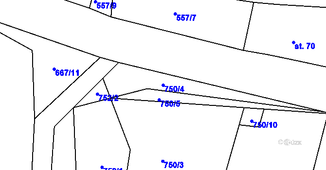 Parcela st. 750/4 v KÚ Plchov, Katastrální mapa