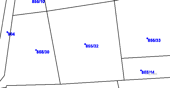 Parcela st. 855/32 v KÚ Plchov, Katastrální mapa