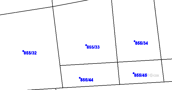 Parcela st. 855/33 v KÚ Plchov, Katastrální mapa