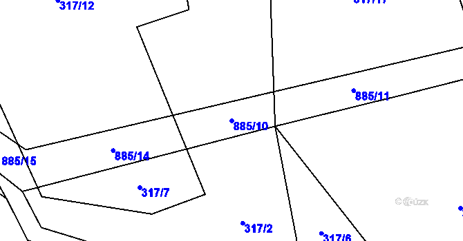 Parcela st. 885/10 v KÚ Plchov, Katastrální mapa