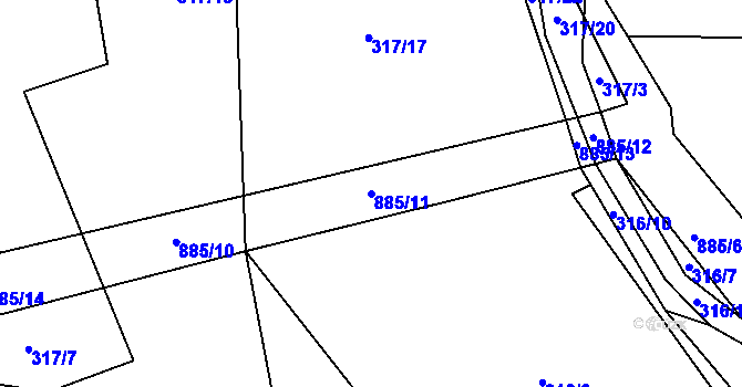 Parcela st. 885/11 v KÚ Plchov, Katastrální mapa