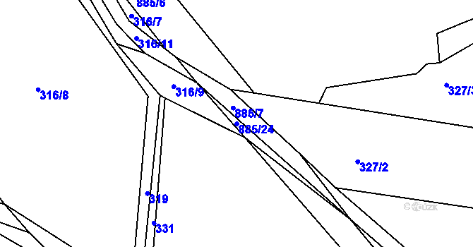 Parcela st. 885/24 v KÚ Plchov, Katastrální mapa