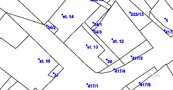 Parcela st. 13 v KÚ Plchovice, Katastrální mapa