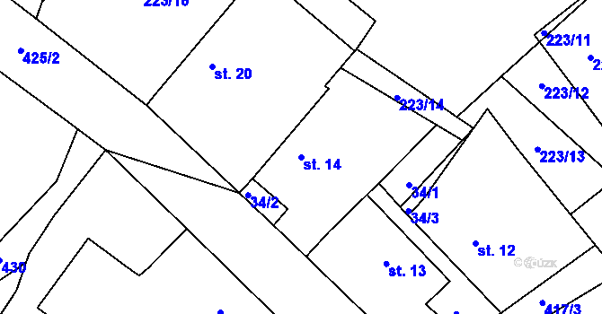 Parcela st. 14 v KÚ Plchovice, Katastrální mapa