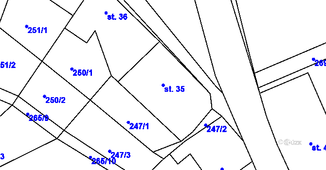 Parcela st. 35 v KÚ Plchovice, Katastrální mapa
