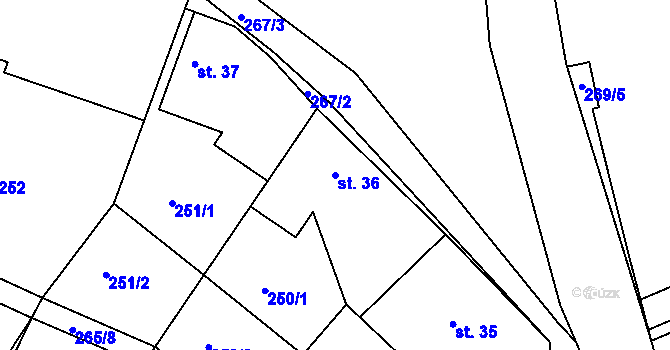Parcela st. 36 v KÚ Plchovice, Katastrální mapa