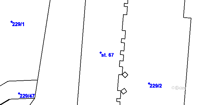 Parcela st. 67 v KÚ Plchovice, Katastrální mapa