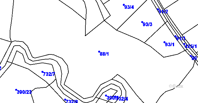 Parcela st. 88/1 v KÚ Plchovice, Katastrální mapa