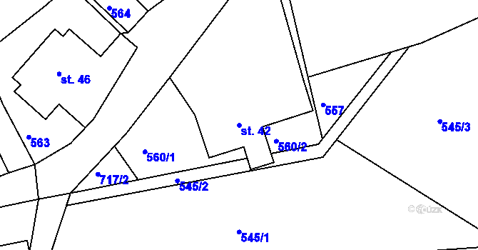 Parcela st. 42 v KÚ Plchůvky, Katastrální mapa