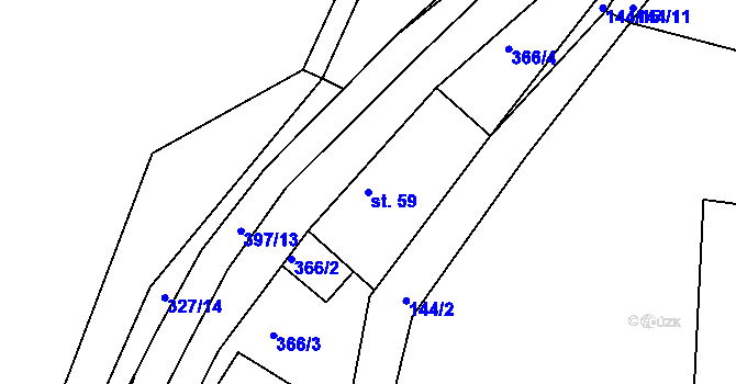 Parcela st. 59 v KÚ Plchůvky, Katastrální mapa
