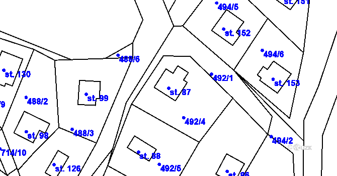Parcela st. 87 v KÚ Plchůvky, Katastrální mapa