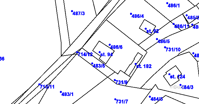 Parcela st. 94 v KÚ Plchůvky, Katastrální mapa