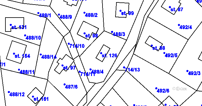 Parcela st. 126 v KÚ Plchůvky, Katastrální mapa