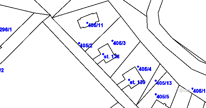 Parcela st. 138 v KÚ Plchůvky, Katastrální mapa