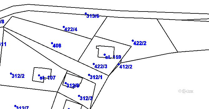 Parcela st. 159 v KÚ Plchůvky, Katastrální mapa