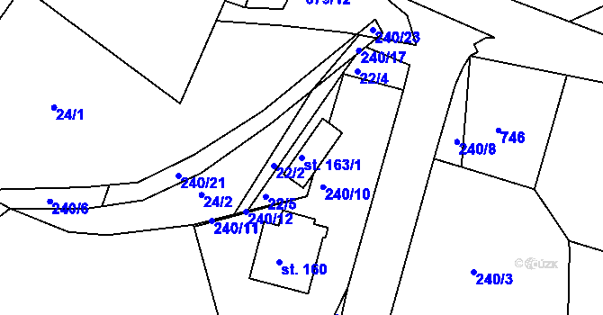 Parcela st. 163/1 v KÚ Plchůvky, Katastrální mapa