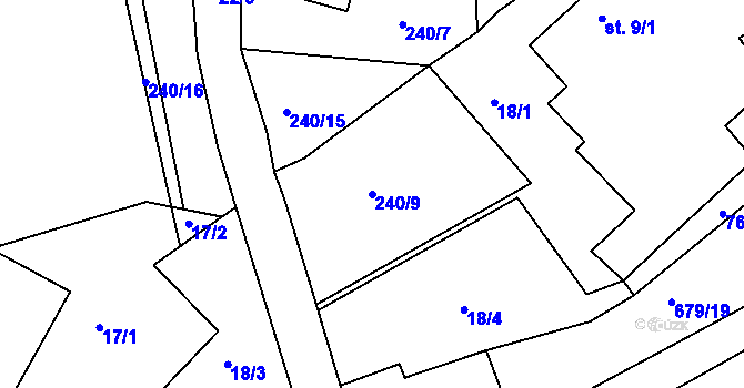 Parcela st. 240/9 v KÚ Plchůvky, Katastrální mapa