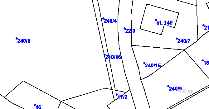 Parcela st. 240/16 v KÚ Plchůvky, Katastrální mapa