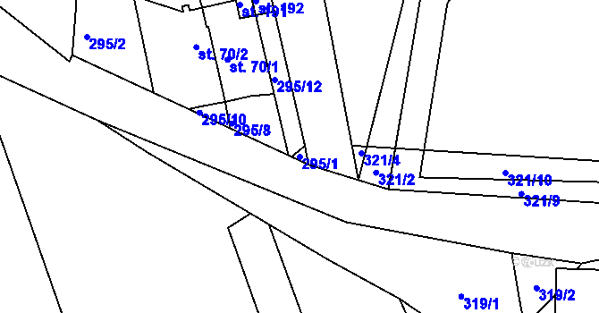 Parcela st. 295/1 v KÚ Plchůvky, Katastrální mapa