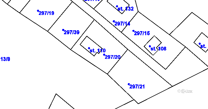 Parcela st. 297/20 v KÚ Plchůvky, Katastrální mapa