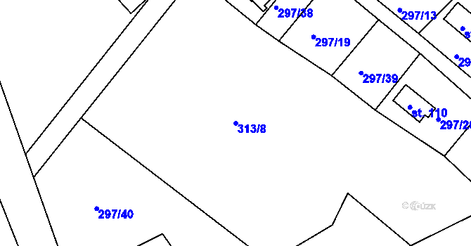 Parcela st. 313/8 v KÚ Plchůvky, Katastrální mapa