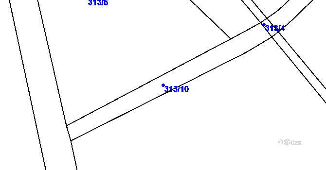 Parcela st. 313/10 v KÚ Plchůvky, Katastrální mapa