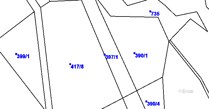 Parcela st. 397/1 v KÚ Plchůvky, Katastrální mapa