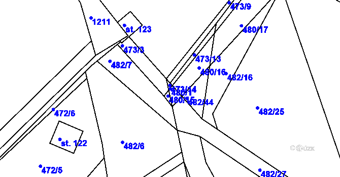 Parcela st. 480/1 v KÚ Plchůvky, Katastrální mapa