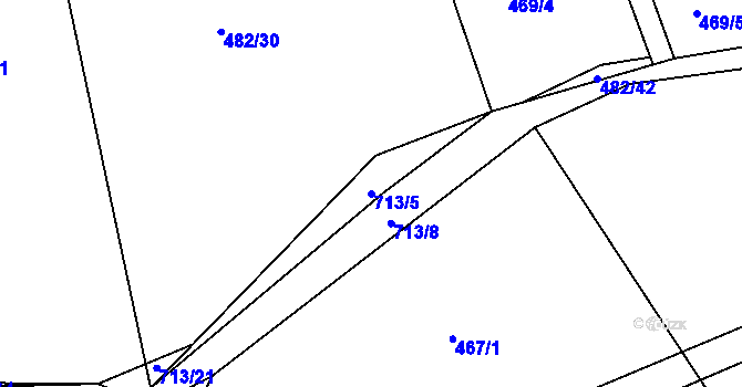 Parcela st. 713/5 v KÚ Plchůvky, Katastrální mapa
