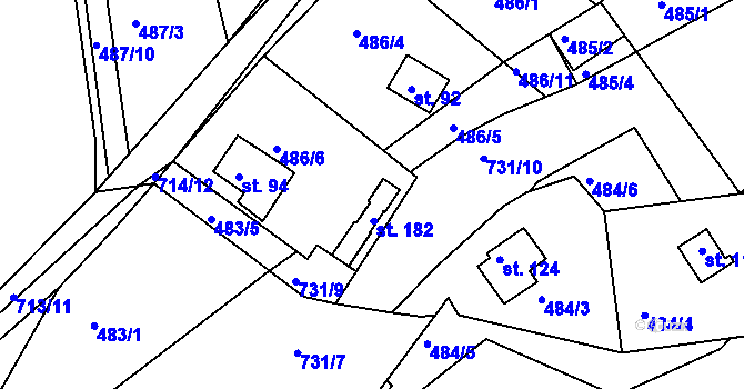 Parcela st. 486/12 v KÚ Plchůvky, Katastrální mapa