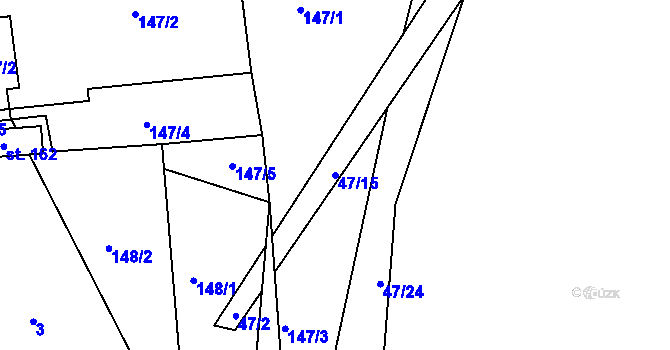 Parcela st. 47/15 v KÚ Plchůvky, Katastrální mapa