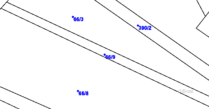 Parcela st. 66/9 v KÚ Plchůvky, Katastrální mapa