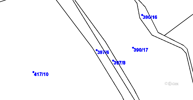 Parcela st. 397/6 v KÚ Plchůvky, Katastrální mapa