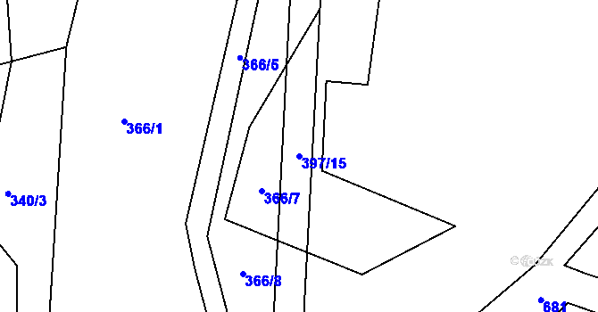 Parcela st. 397/15 v KÚ Plchůvky, Katastrální mapa