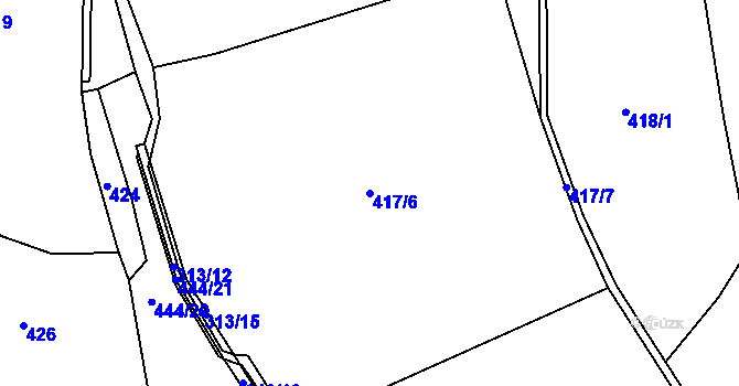 Parcela st. 417/6 v KÚ Plchůvky, Katastrální mapa