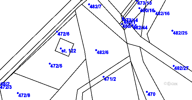 Parcela st. 482/6 v KÚ Plchůvky, Katastrální mapa