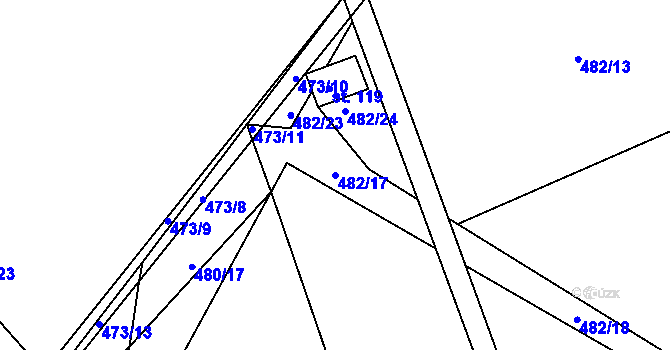 Parcela st. 482/17 v KÚ Plchůvky, Katastrální mapa
