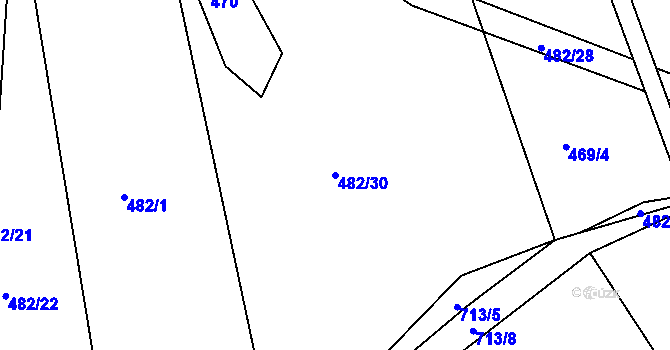 Parcela st. 482/30 v KÚ Plchůvky, Katastrální mapa