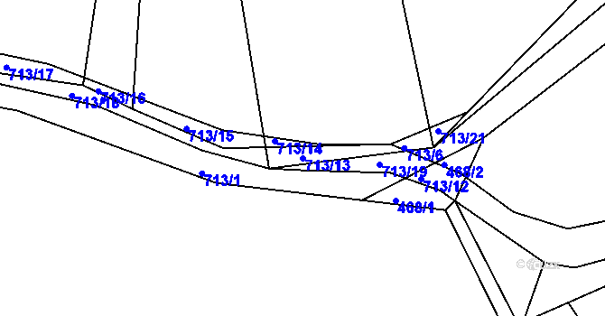 Parcela st. 713/13 v KÚ Plchůvky, Katastrální mapa
